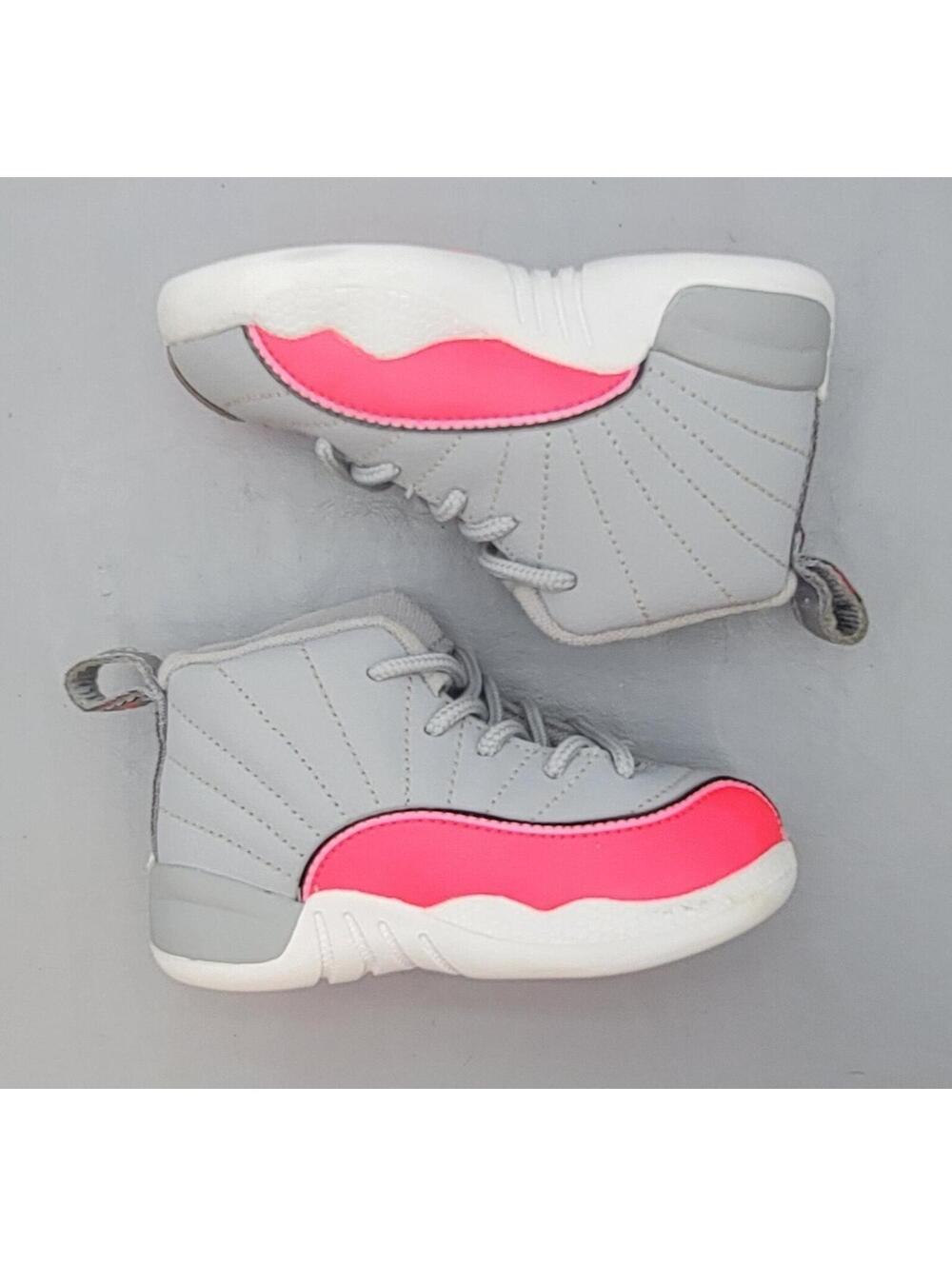 Air Jordan 12 Retro Toddler 6C Wolf Grey Racer Pink 819666-060 Shoes